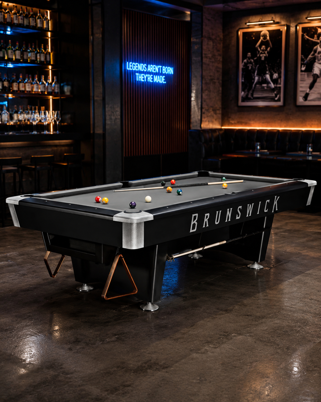 Brunswick pool table in a luxury lounge